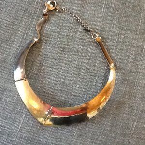 Talbots Hammered Brass and Copper Cuff Necklace